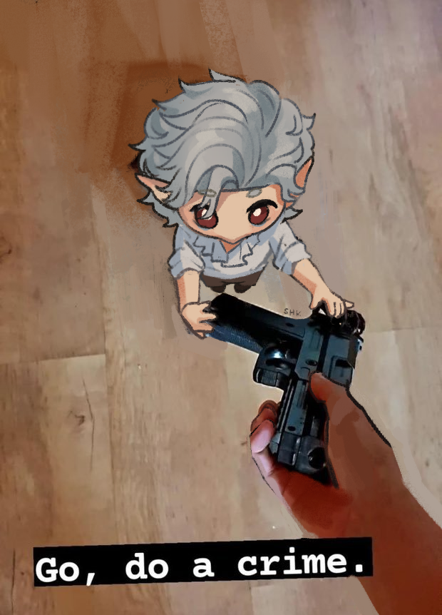 shinkomiii's tweet photo. giving astarion bg3 a gun.. what could possibly go wrong? https://t.co/szVDnrA3s3