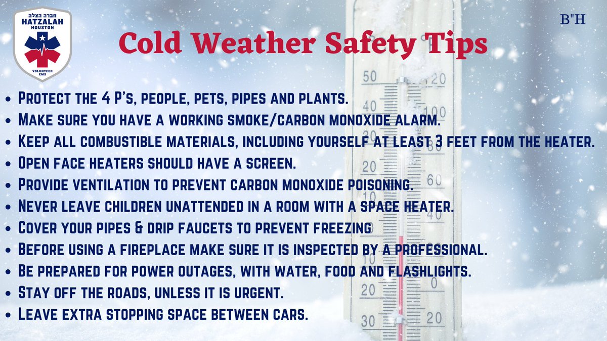 HoustonHatzalah's tweet photo. We never thought we would be posting this in Houston!  
Bonus safety tip for the week. Stay Warm! Stay Safe! 

#HatzalahofHouston #FirstResponders #Paramedic #EMT #BonusSafetyTip #HoustonWeather #StayWarm #DriveSafe #Winter #StaySafe https://t.co/AaiUHStNnq