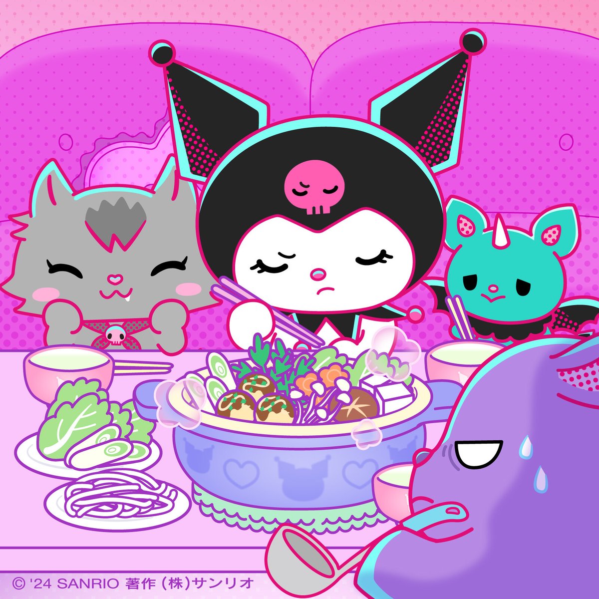 kuromi_project's tweet photo. クロミ「冬ってついつい鍋ばっかりになりがちだよな〜」
バク「作ってるのはバクゾナ…」

#サンリオ #世界クロミ化計画 https://t.co/1V7VwFrMEA