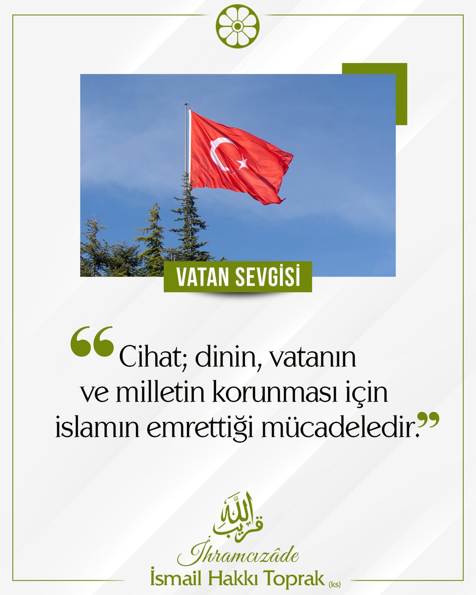📌Cihat; dinin, vatanın ve milletin korunması için islamın emrettiği mücadeledir.

✅ İhramcızâde İsmail Hakkı Toprak (ks)

#İhramcızade #İsmailhakkıtoprak #Sivas