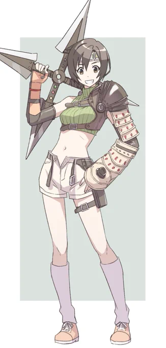 リバース新衣装三面図自分用 左手アーマーのコスト…! 旧衣装も着たい~ #FF7A #ユフィ #Yuffie
