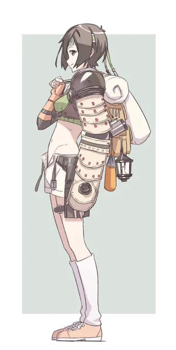リバース新衣装三面図自分用 左手アーマーのコスト…! 旧衣装も着たい~ #FF7A #ユフィ #Yuffie