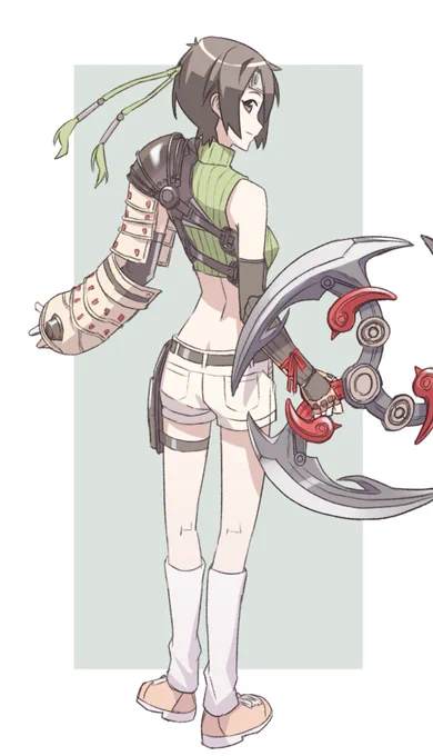 リバース新衣装三面図自分用 左手アーマーのコスト…! 旧衣装も着たい~ #FF7A #ユフィ #Yuffie