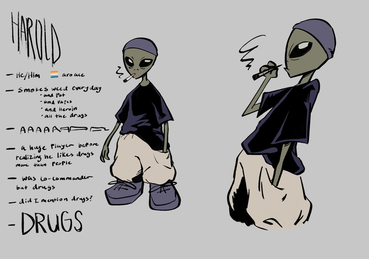 HelloMegan6's tweet photo. My buddy pal @BIGGUYDRAWIN  and I decided to have little art prompts and this prompt was designing aliens! These little and huge creatures are on their horrible journey to destroy earth with many many failed attempts. #oc https://t.co/22H0AnhiJd