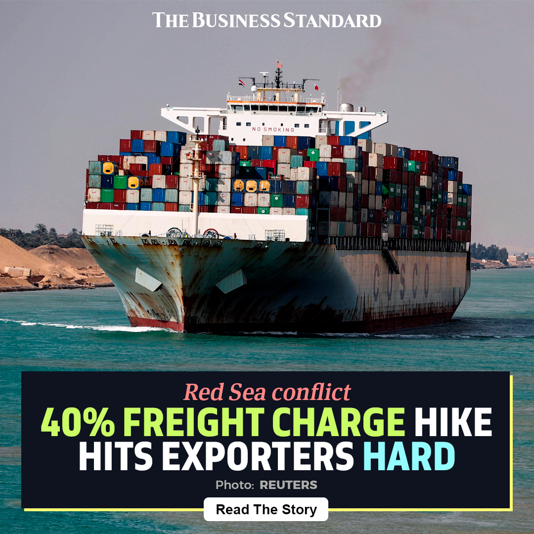 tbsnewsbd's tweet photo. The charges may go up by another 20-25% due to the impact of the attack in the Red Sea, said shipping companies operating on this route.
Read more: https://t.co/rtAHrp8lfA
#RedSeaConflict #freightcharge #containertransport #apparelexport #TBSNews https://t.co/bX7cyjMONx