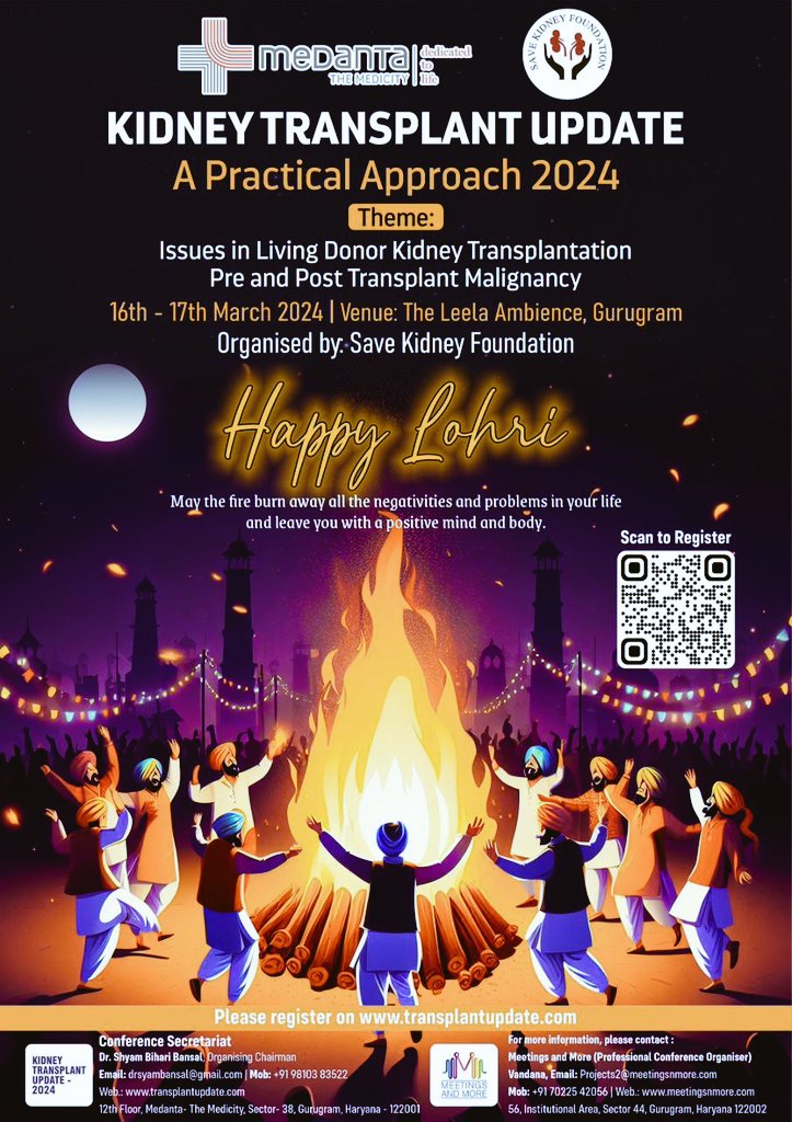 KTUpdate2024's tweet photo. Wishing everyone a happy
#Lohri #MakarSankranti #Pongal #Bihu
Register for Kidney Transplant Update 2024 at New Delhi (Leela Ambience, Gurugram & Medanta Medicity), 16-17 Mar 2024 #KTUpdate24
@drshyambansal @VinBhargava @BeheraVineet @Jithukurian6 @JasmineNephro @kidneydelhi https://t.co/WSvYayWCzy