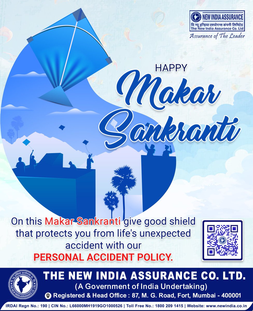 NewIndAssurance's tweet image. Happy Makar Sankranti 🎉
#makarsankranti2024 #insurance