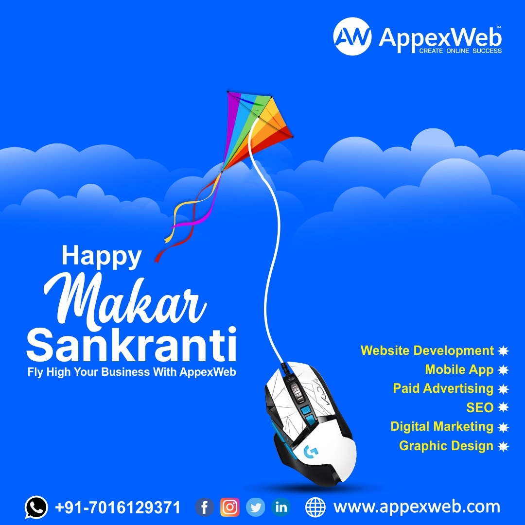 _appexweb's tweet photo. Happy Makar Sankranti πͺ
π Visit us at: https://t.co/m5oNWN7yK6
#appexweb #webdevelopment #websitedesign #wordpressdeveloper #graphicdesign #socialmediamarketing #seo #appdeveloper #ahmedabad #digitalmarketing #appdevelopment #branding #ecommerce #happymakarsankranti https://t.co/9fOamphf5Q