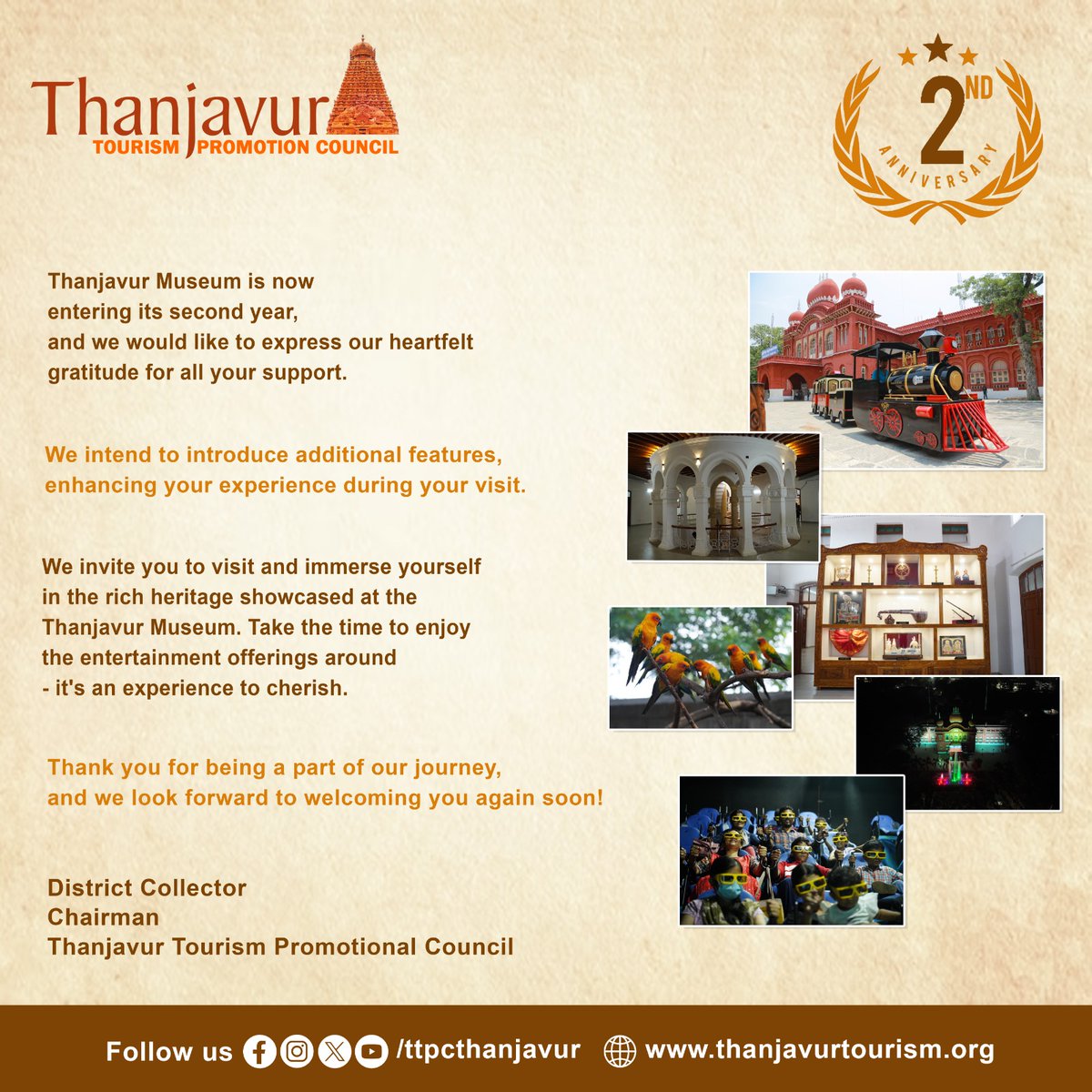 Thank you. Please visit again #ttpcthanjavur#thanjavur #thanjavurtourism #thanjavurmuseum #rajalibirdspark #7dtheatre #tntourism #tntourismoffcl #wherestoriesneverend India Tourism - Chennai