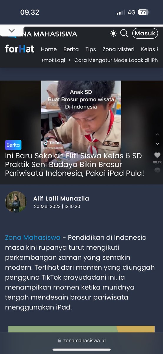 ADE_Rahmat_Indo's tweet photo. Indonesian news account on social medias repost my teaching time while inform about hows student create tourism brosure, animation and product by using iPad @AppleEDU #ipadclass #ade @tim_cook https://t.co/kWFzWGuUpr