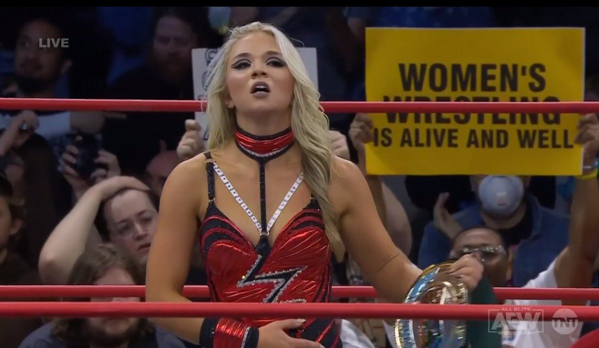 Check out the sign behind Julia Hart. #AEWBOTB