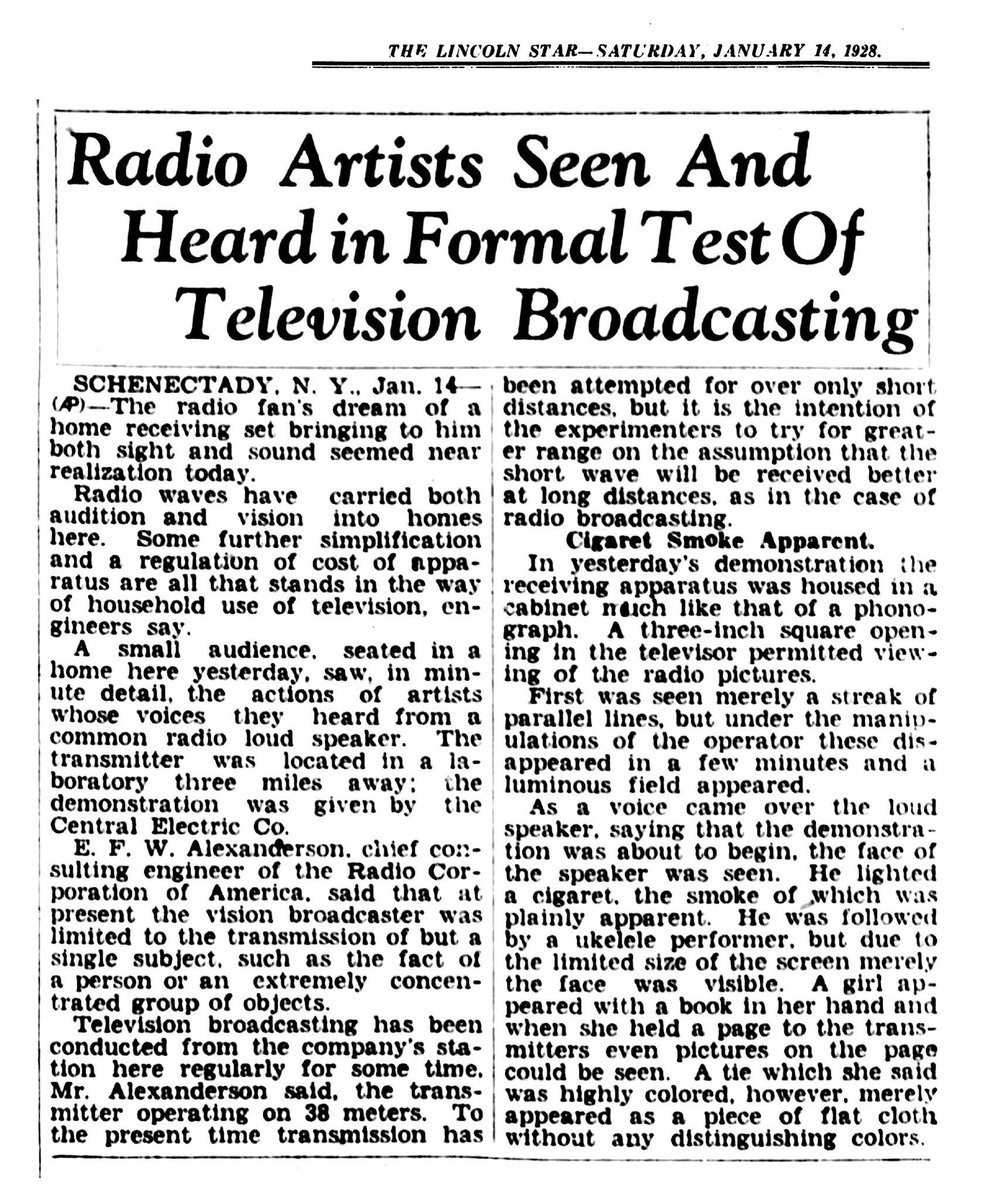 📺On January 13, 1928, General Electric and Radio Corporation of America held the first successful public demonstration of home television sets in Schenectady, New York