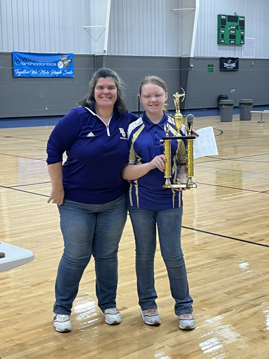 BGJHS 1st Place Bullseye 
Cooper W 2nd Place Middle Boys
Katie Y 5th Place Middle Girls 
1st Place 3D
Juli L 3rd Place Middle Girls
Ethan O 4th Place Middle Boys
Jude B 5th Place Middle Boys
Great Job!!!!