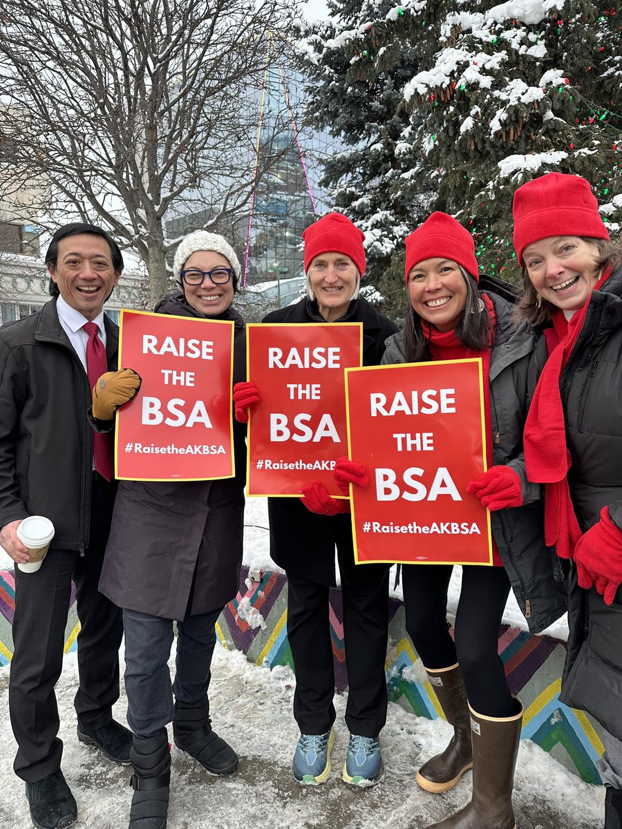 RepMaxineDibert's tweet image. 100’s of Alaskans stood in the cold &amp;amp; demanded the legislature raise the Base Student Allocation!
#akleg #raisetheakbsa - I was joined by colleagues from the House &amp;amp; Senate! With teachers leaving, class sizes increasing, &amp;amp; decreasing elective choices, it is Time to get this done!