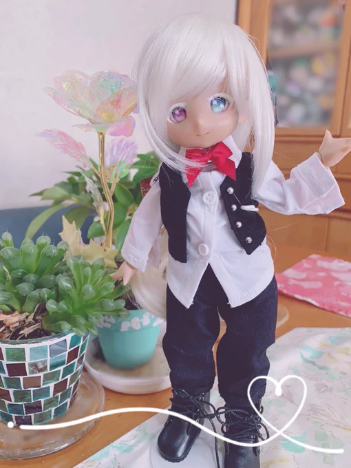 イモモドールの自機出来たーー!!! 我ながら可愛いぞーー!!!(( 'ω' 三 'ω' ))  貴重な褐色エルフ耳ヘッド見て買うしかないと思ったんじゃーー!!(( 'ω' 三 'ω' )) 可愛く出来て良かった