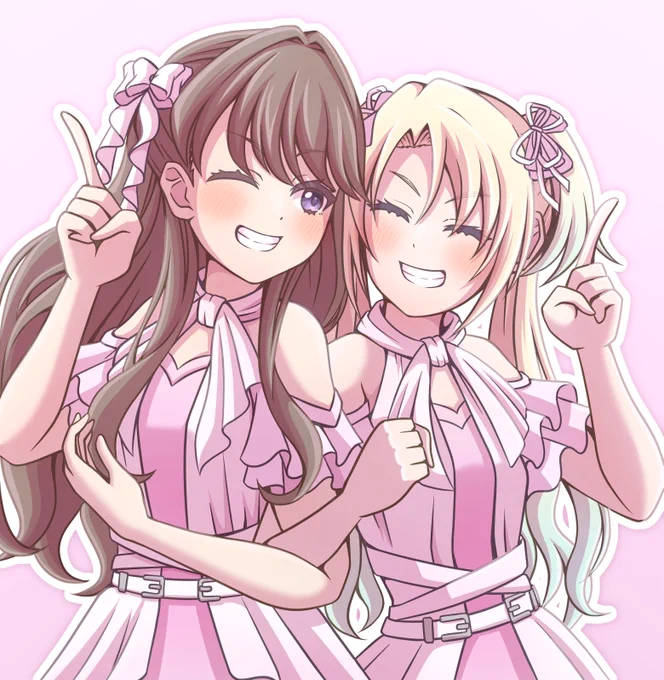 蓮ノ空のイラスト初描きのみらくらぱーく! 活動記録15話の『勝った方が楽しいじゃん!』ってなった2人に惚れてしまった…目指すは1番!ってイラストです!  #蓮ノ空美術部
