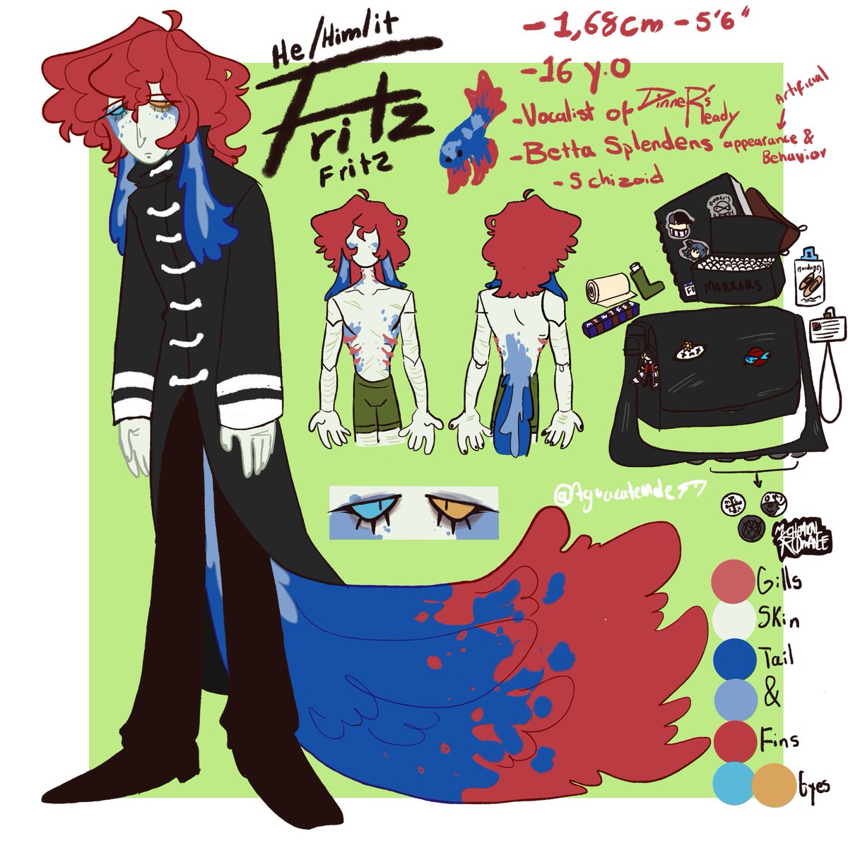 AHH FINALLY!! FRITZ CHARACTER REFERENCE!! 
Just in case, here's his oficial Spotify Playlist!: open.spotify.com/playlist/06rcO…
Q&A OPEN if you want to know more!
#myart #oc #ocart #characterart #originalcharacterart #originaldrawing