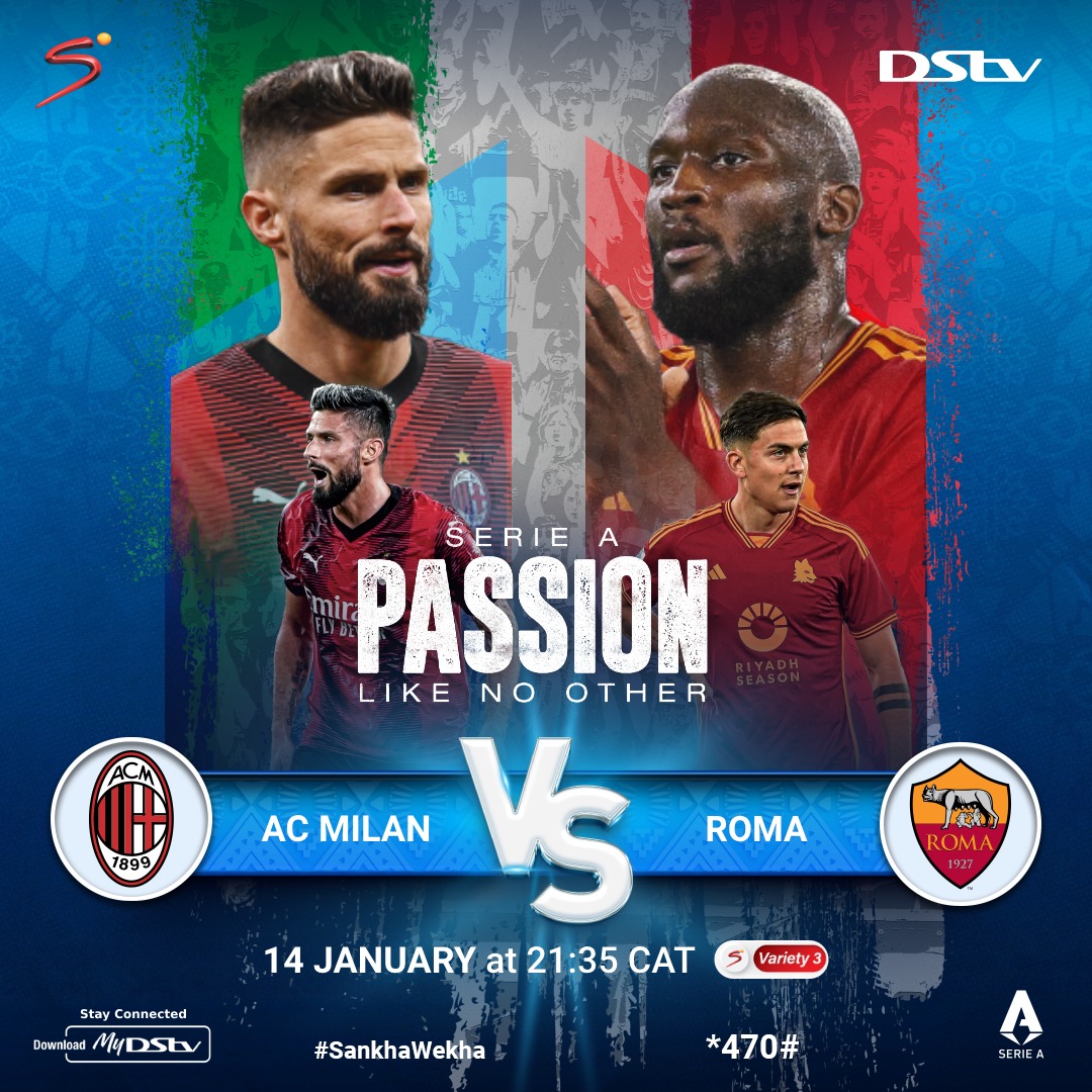 MalawiStv's tweet image. It&apos;s on today!
Catch this #SerieA game between AC Milan and Roma live on S Variety 3 at 21:35
#TimeToConnect