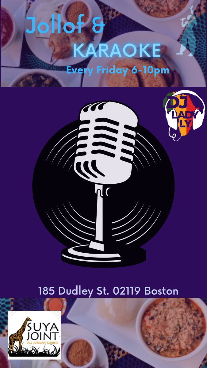 Djladyly's tweet photo. Join us at the Suya Joint for a taste of authentic Nigerian cuisine, followed by a night of karaoke where the beats of Afrobeats will keep the vibe alive. See you there! https://t.co/XpO6FWUORg