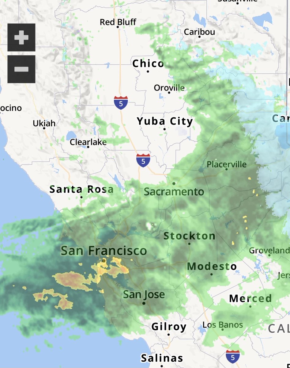 It’s weather front time. We are in Sacto w NE movement. The yellow spot will be over us by midnight. Already told the pups it’s going to be a juggle/cuddle night.