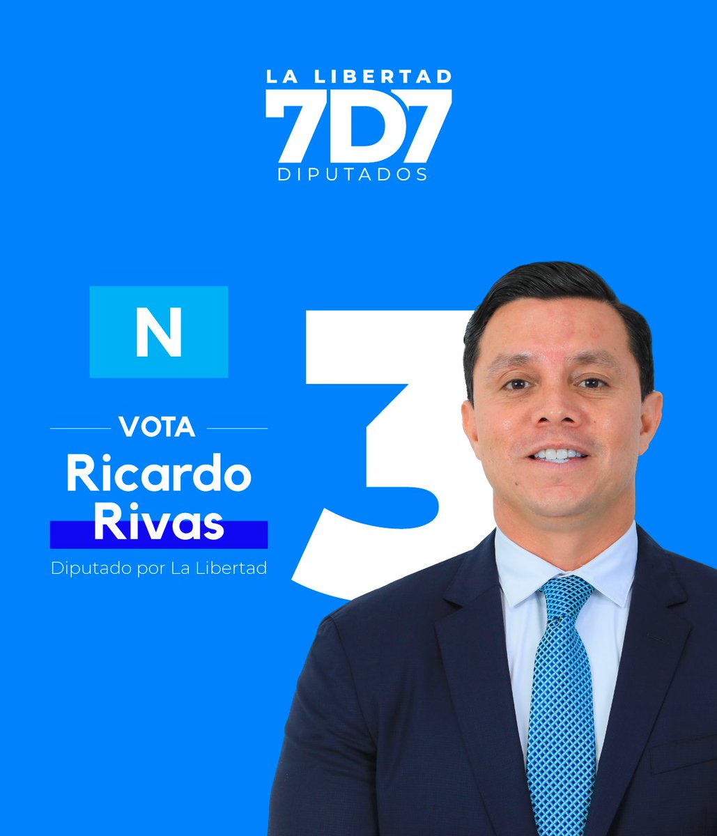 nuevasideasll's tweet photo. La gobernabilidad para el presidente @nayibbukele debe continuar y solo votando por los 7 diputados de #LaLibertad se podrá lograr.
Este 4 de febrero vota por @ricardorivassv en la casilla 3.
#7d7 #NuevasIdeas #departametalll @XZablah https://t.co/2IW0ZAyHx9
