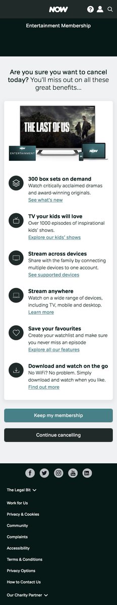 edwardreeve's tweet photo. @darkpatterns @seektruthfromfx @noodn1e Correct. This was the final page of a long cancellation flow. Here is a similar flow when cancelling a different package on the same site https://t.co/bSFL4WhvrT