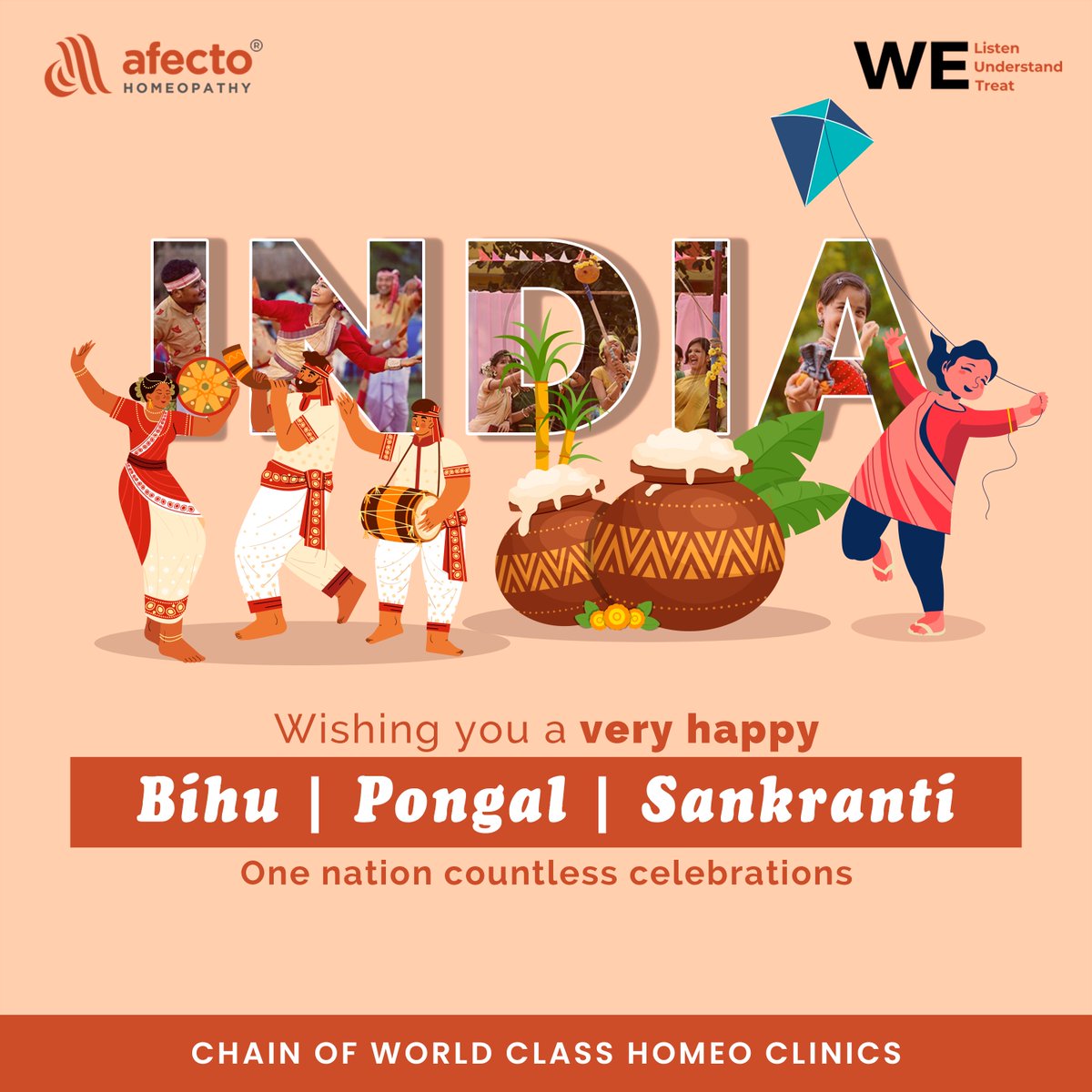 afectoclinic's tweet photo. Celebrating Unity in Diversity- Makar Sankranti, Pongal, Bihu, and many more festivals, weaving the colourful fabric of our nation!🪁💜😍.
.
.
#Healwithafecto 💟 #Afectohomeopathy #Afectoclinic #Afectohomeo #lohri #lohricelebration #punjabi #indiafestival #harvestseason #festival https://t.co/JNatczl2nn