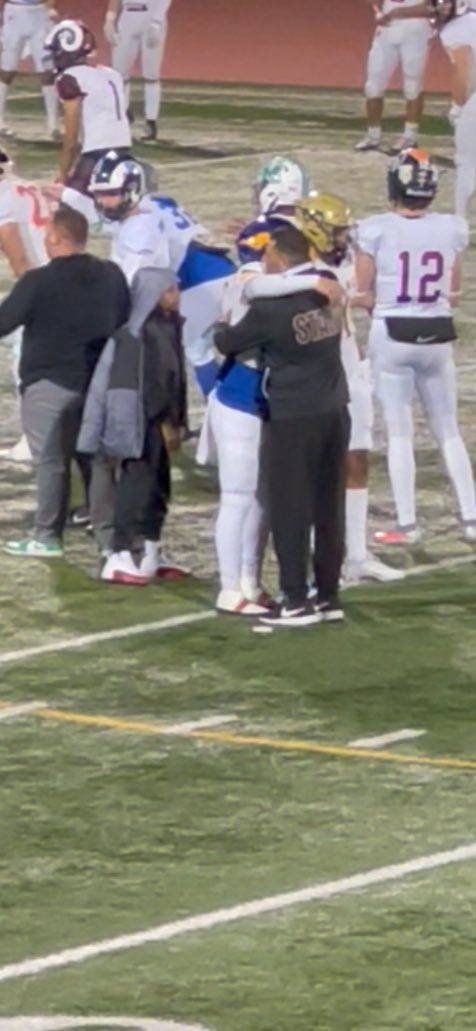 4valenciaboys's tweet photo. The highlight of my night. My ritual pre game hug with @brandonval01 #thesgvbowl rocking and repping our beloved stangs one last time! #stangsforlife @MuirFootball https://t.co/XAt6F1xIfs