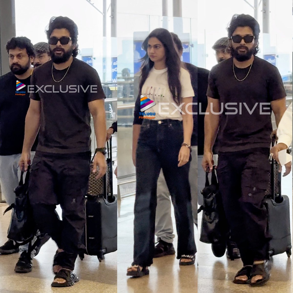 telugufilmnagar's tweet photo. #TFNExclusive: Icon Star @alluarjun &amp; #AlluSnehaReddy off to Bangalore to join Mega Family Sankranthi Celebrations!🖤

#AlluArjun #Pushpa2TheRule #TeluguFilmNagar https://t.co/dmCaMmQvAm