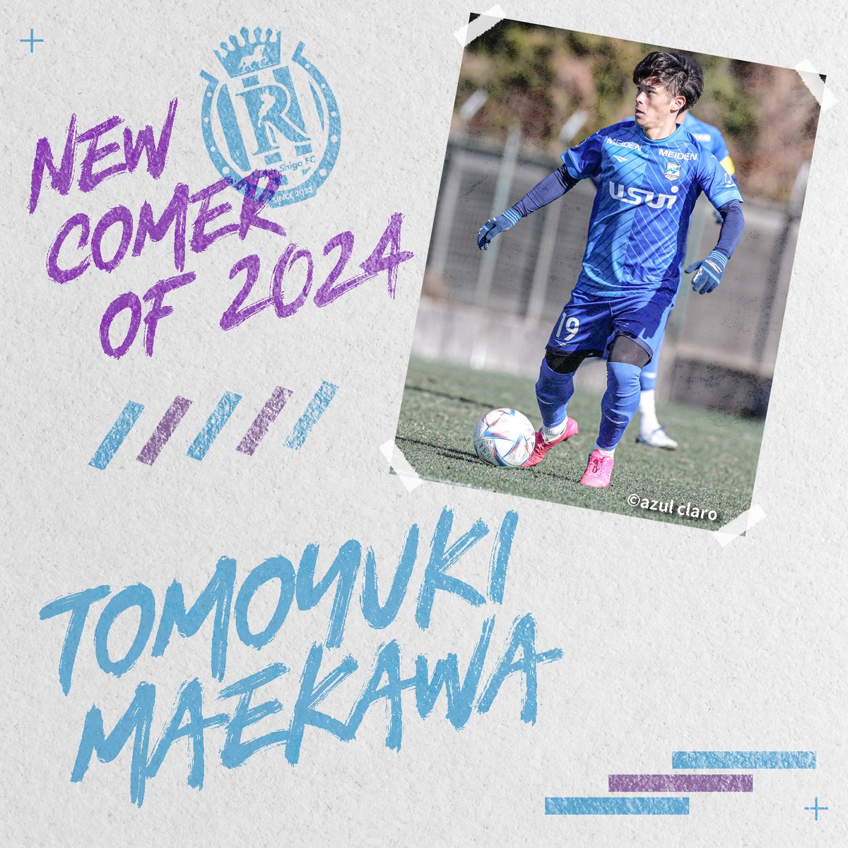 reilacshiga's tweet photo. ◢◤𝙒𝙀𝙇𝘾𝙊𝙈𝙀 𝙏𝙊 𝙎𝙃𝙄𝙂𝘼 ◢◤
アスルクラロ沼津(J3)より、 #前川智敬 選手 がレイラック滋賀FCに完全移籍加入することが決定しましたので、お知らせします🤝

コメントはこちらから🔽
https://t.co/xgyZmS5lJ2

#レイラック滋賀
#JFL https://t.co/J3ju6GLHXg