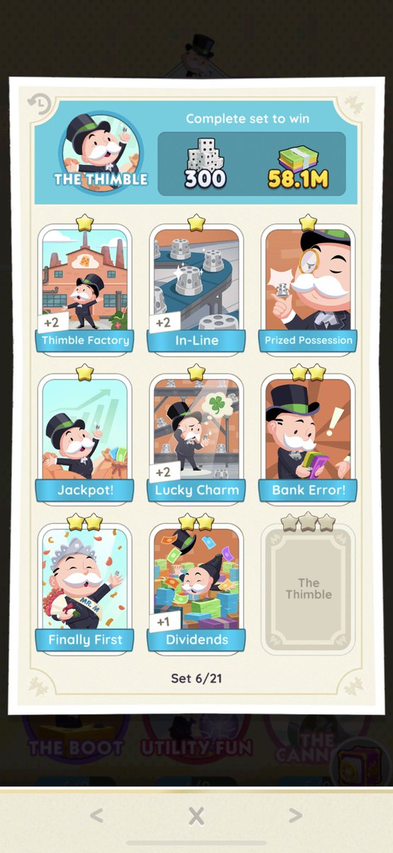 Nonorenflix's tweet photo. Wtt lft wts lfb monopoly go sticker

Have:
Thimble Factory
In Line
Lucky Charm
Dividends
Antique Hunting
Memories
In the Fire
Oops
The Iron

Want:
First Stop (Set 4)
Born to Fly (Set 4)
The Thimble (Set 6)
Little Help (Set 8)

Can also sell for 
₱5 = ⭐️
₱10 =⭐️⭐️
₱15 = ⭐️⭐️⭐️ https://t.co/m9tZXparJT