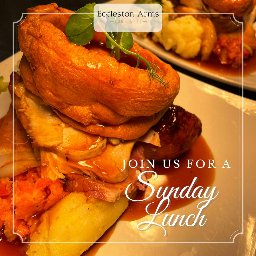 EcclestonArms's tweet photo. Just walk on in for a delicious home cooked Sunday lunch today 🤩
Choice of 3 meats and nut roast 
Served from 12pm 

The simple things…done beautifully.

Book now via LINK IN BIO or call us on 01744 881881
⁠
🖥https://t.co/YDqbISRLSW. https://t.co/DfXvyaTlo7