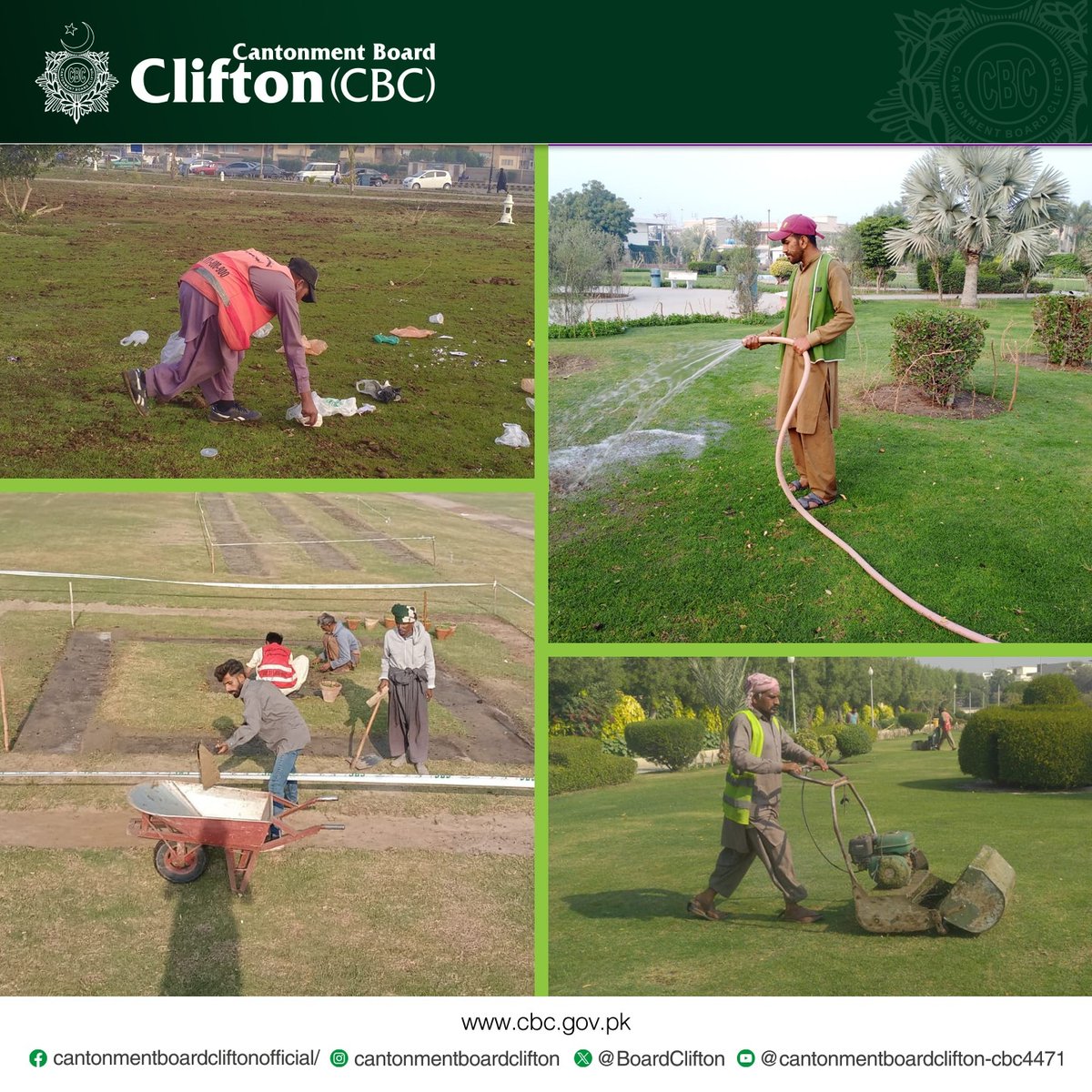 BoardClifton's tweet photo. The CBC team maintains the parks to enhance the beauty of the environment.
#CBC #cantonment #publicservices #parkmaintaince #OurBeautifulCantts #TaxAtWork #TaxesRunCities #CBsAreBestLocalGovernment https://t.co/h3LM5FeWwx