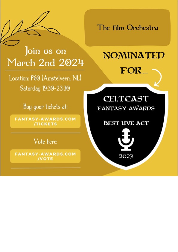 Thrilled to have been nominated as BEST LIVE ACT 2023 for the <a href="/CeltCast/">CeltCast</a> Fantasy Awards.                       With special thanks to <a href="/curtisconductor/">David Curtis</a> <a href="/MarieRW4/">Marie R-W</a> <a href="/TfO1stOboe/">The Film Orchestra Principal Oboe</a> <a href="/AmyElwin/">Amy Elwin</a> for bringing it all together.
All votes welcome by midnight January 20th. 
docs.google.com/forms/d/e/1FAI…