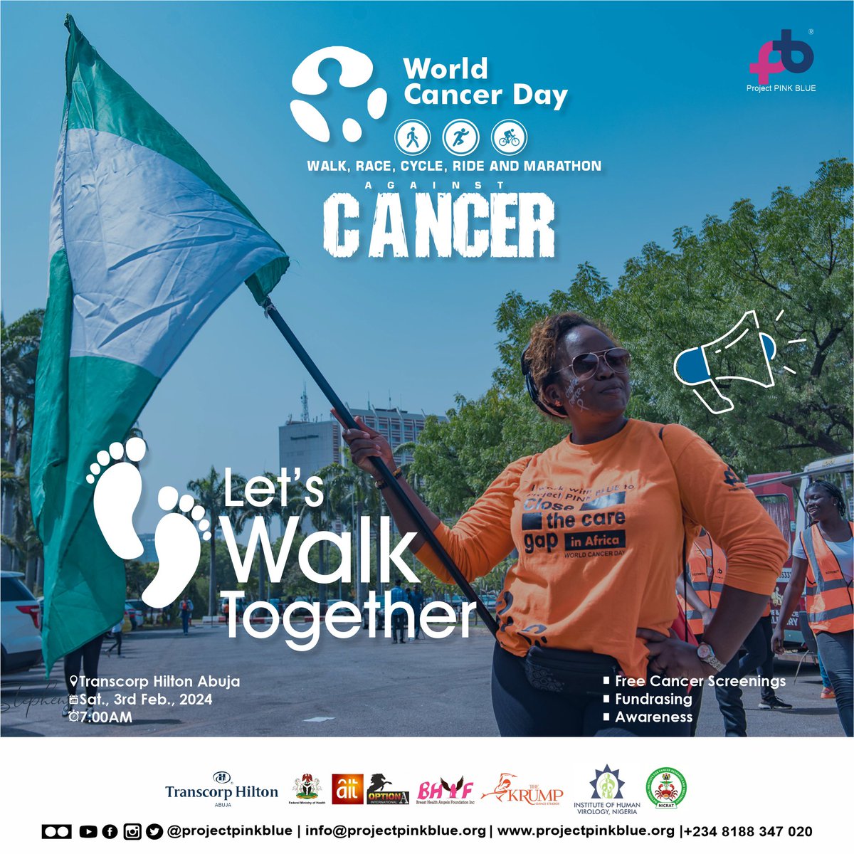 projectpinkblue's tweet photo. Strap on your sneakers, gear up your bikes, and let's ride against Cancer 🏃‍♀️🚴‍♂️🏇 

Save the date: February 3, 2024, starting at 7 am from the fabulous Transcorp Hilton Abuja! 

Let the ride for a
 cancer-free world begin! 🎗️ #RideAgainstCancer #ProjectPINKBLUE #Closethecaregap https://t.co/uG225ru030