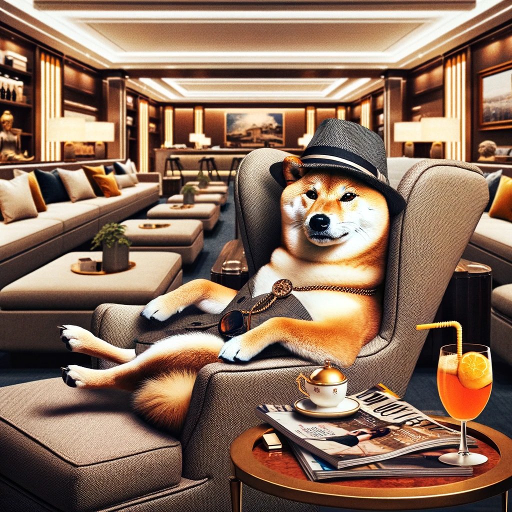 Just a Shiba living his best life. 🐕💤🍹 #PawsAndRelax #LuxuryLounge #ShibaChill #RestStopRoyalty #PoshPup