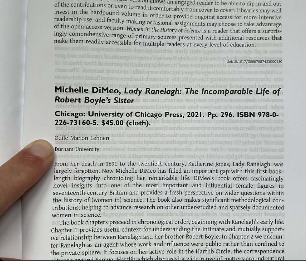 A big congratulations to my PhD student @Odile_Lehnen on the publication of her first book review in this month’s edition of the British Journal for the History of Science. @WomensHistNet @WSGUK @SHACorg #hstm #hps #sts #History @BSHSNews