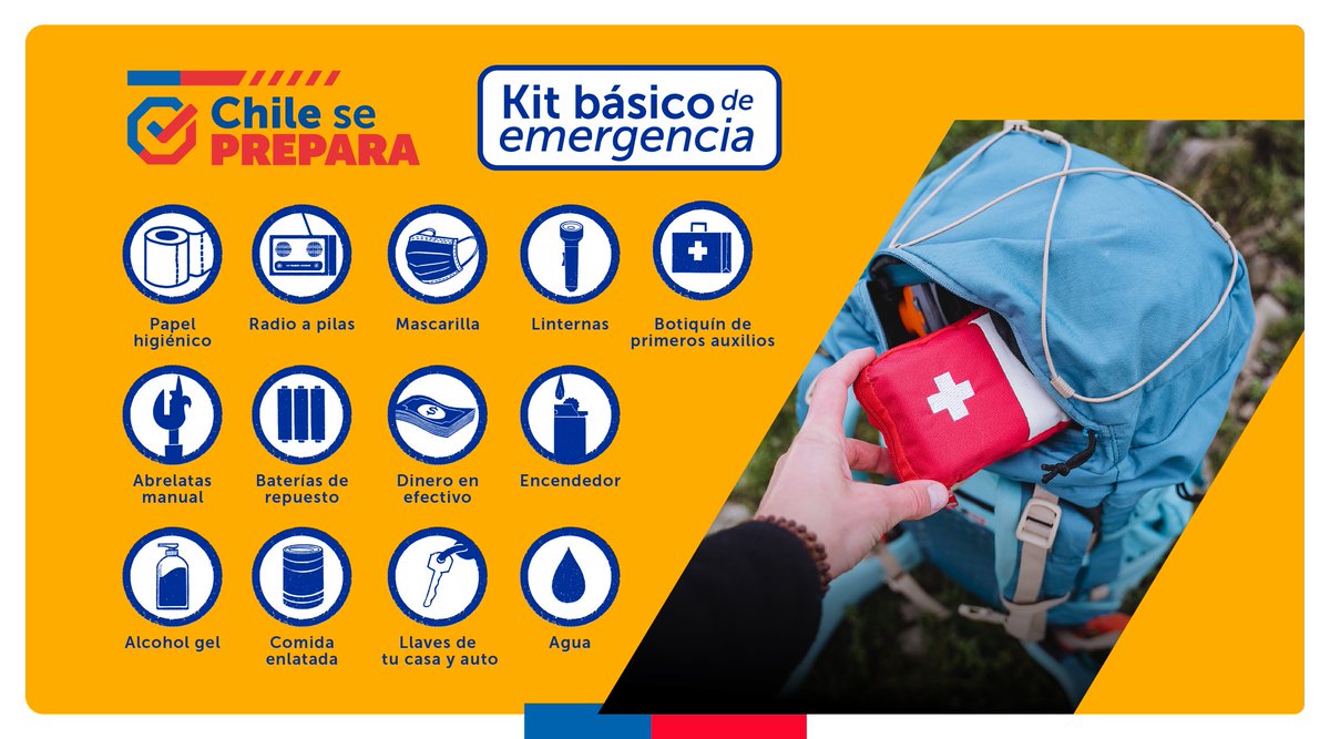 Senapred's tweet photo. #SENAPREDPreviene ¿Sabes cómo armar tu #KitDeEmergencia? Previene y prepárate. Arma tu kit considerando las necesidades de tu grupo familiar.  

Conoce más en https://t.co/D8sN7Qykvp… y recuerda nuestras recomendaciones. https://t.co/mIE9QKdt1M