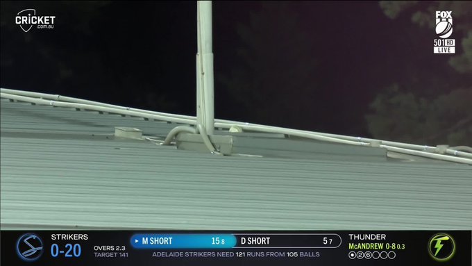 On the roof! 🚀  That is huuuuuge, Matt Short!  📹 Credits: Twitter/BBL