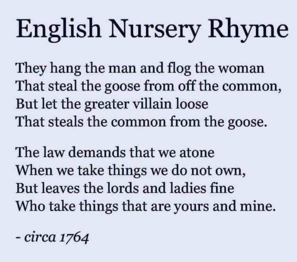 Saw this posted the other day - as relative in 1764 as it is today. Nothing has changed. You see?👇
