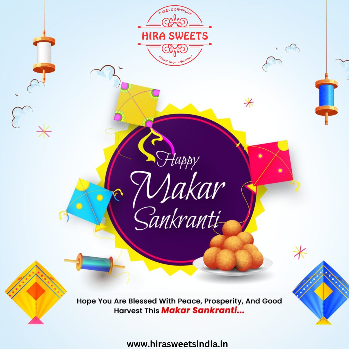 HiraSweetsJbp's tweet photo. Wishing you a sweet and joyous Makar Sankranti! May your celebrations be as delightful as our Sweets!🪁🪁

Visit us or Order Online From Our Website
https://t.co/DqPWpbcRIP
📍 Gorakhpur Near Angad Mahavir Mandir
📱07614020275
📍 Adarsh Nagar S Square Complex Shop No 3 @nd 4
📱076 https://t.co/g2SCqm9THN