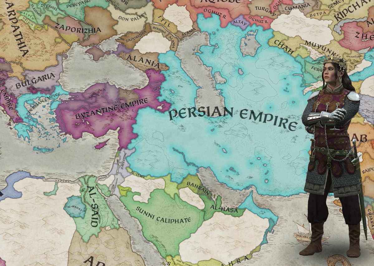 STREAM TIME Benebshen Roshanora. Empress of Persia since she was 12. Now 34, she has accomplished what her ancestor Xerxes could not do. Greece has fallen. Constantinople too. Now the rest of the Byzantine Empire will be hers. Join me for @CrusaderKings twitch.tv/gariusthebrit