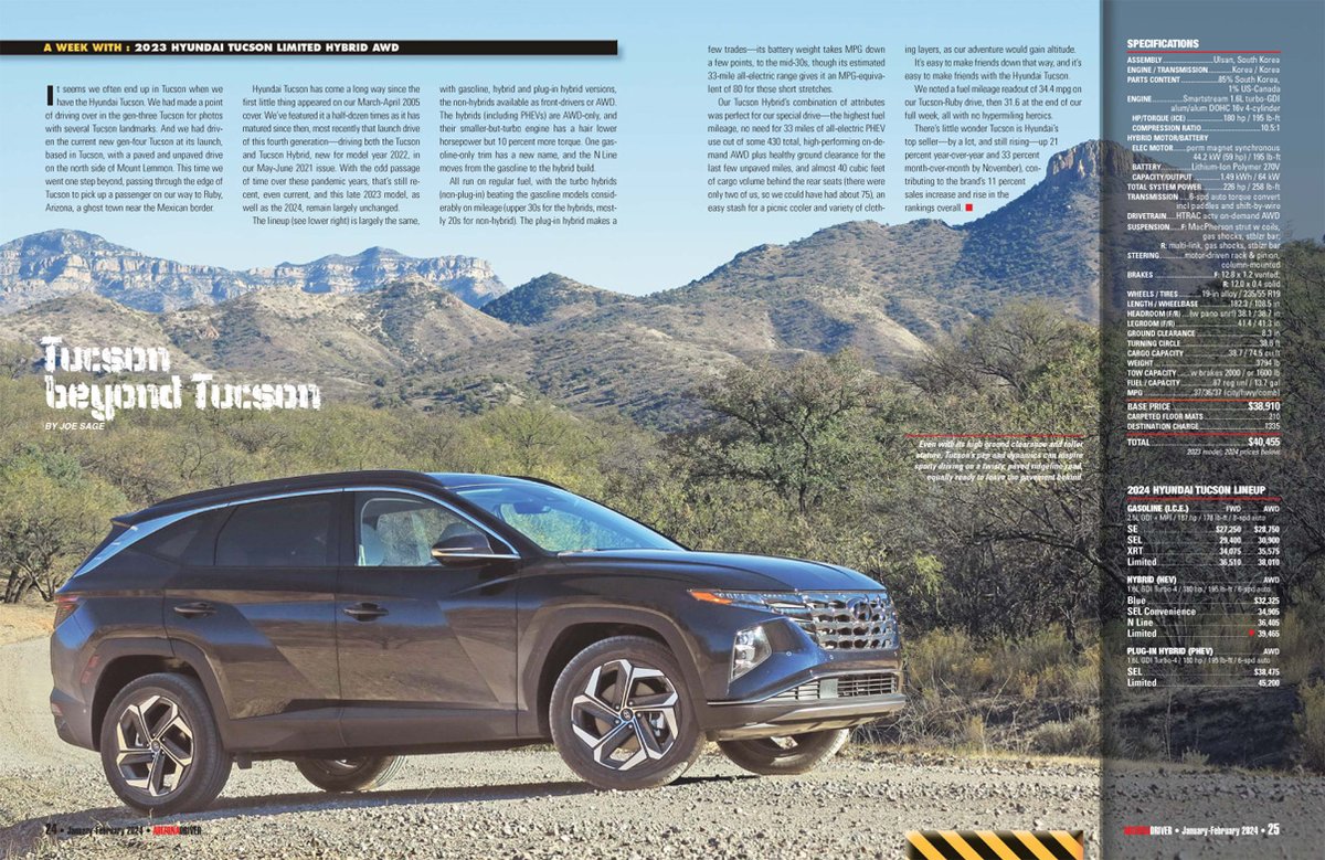 ArizonaDriver's tweet photo. Road trip to Ruby Arizona ghost town in the Hyundai Tucson Limited Hybrid AWD, in the JanFeb 2024 issue. #hyundai #hyundaitucson #rubyaz
www..arizonadrivermagazine.com https://t.co/XqZ5Ql69VN