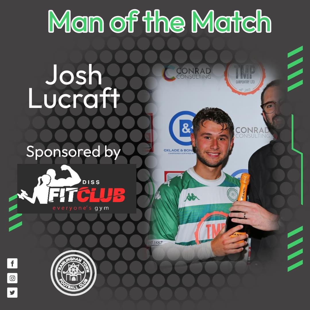 And yesterday's man of the match goes to Josh Lucraft All our good passages of play went through Lucraft who was always wanting to get on the ball and play in tight areas Josh is sponsored by Diss Fit Club #upthecastlemen