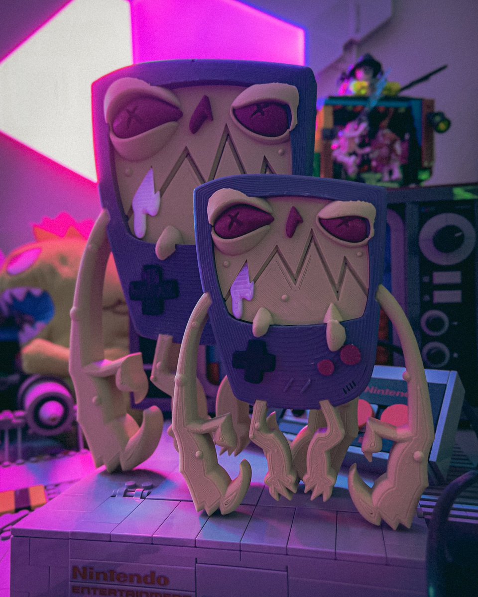 GrazCore's tweet photo. Look at these lil fellas! Huge thank you to my wife’s cousin for making these 3d printed Zombie Gameboys originally designed for me by @squeedgemonster. I love when art inspires art! https://t.co/GMVTmsoNp8