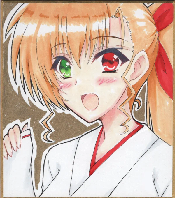 #このタグを見た人は推しの初描きと現在の絵を載せる  自分のキャラデザが少しばかり形に なって来たので ヴィヴィオちゃんと一緒に成長していける様 頑張りますᕦ(ò_óˇ)ᕤ  大人モードと普段の姿だから 顔つき違うけどね(*'∀`*)