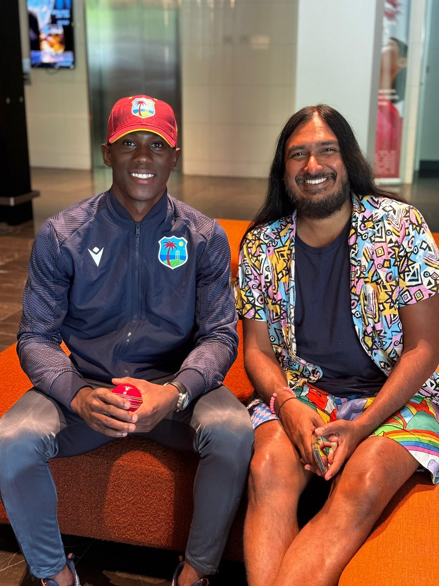 beastieboy07's tweet photo. At times you’re so taken by the human behind the cricketer that you can’t help but root for them. Shamar Joseph is as genuine as the pace he bowls with &amp; it was fun helping him find a bat for his cricket-mad 2-year-old son back home, 3 days before his likely Test debut #AusvWI https://t.co/tqMIt4Kc8g