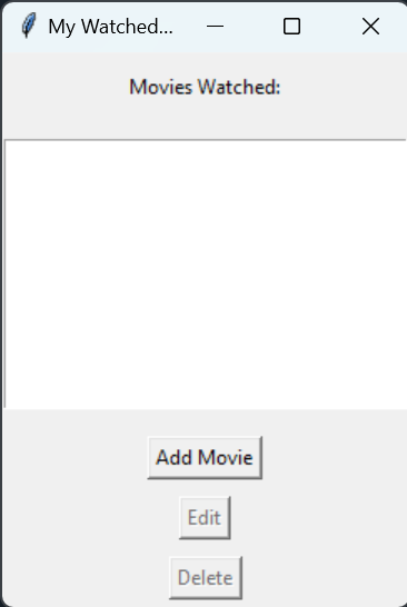 ArthurMcConnell's tweet photo. Created a Python program to track my watch list 🎬📺. Next step: figuring out how to load it on my phone. #PythonProgramming #WatchList #TechEnthusiast https://t.co/zwXxNbdloz