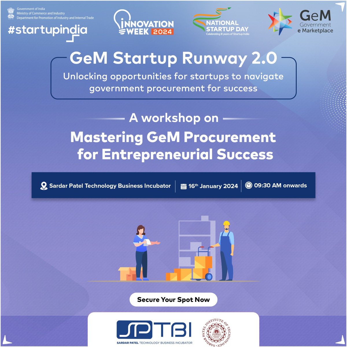 startupindia's tweet photo. Participate in a specially curated workshop on “Mastering GeM Procurement for Entrepreneurial Success" shedding light on the myriad of benefits of government procurement for startups. 

Register now: https://t.co/kLA1BsHfTl

#StartupIndia #StartupWorkshops #GeM #StartupGrowth https://t.co/SD54h2FH5j