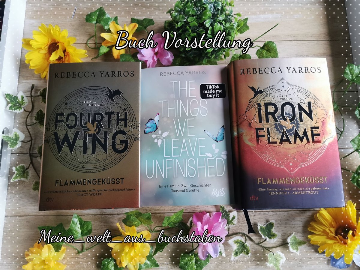 KommWir's tweet photo. (Text und Bild könnten zum Kauf anregen) #buchvorstellung
Heute stell ich euch die Bücher von @rebeccayarros aus dem @dtv_verlag / @endlichkyss Verlag vor ❤️
#rebeccayarros #dtv #dtvverlag #flammengeküsst #kyssverlag #kyss #booktok #bookClub  #thethingsweleaveunfinished https://t.co/ZzkTfloQEs